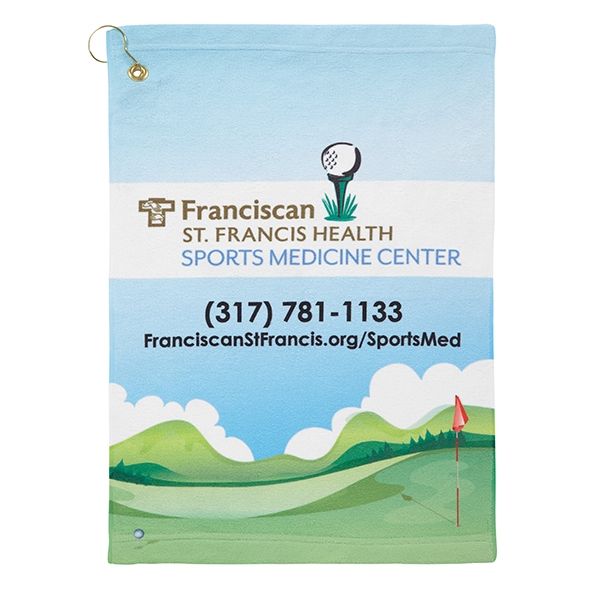 Full Color Custom Microfiber Velour Custom Golf Towel - 16" x 24"