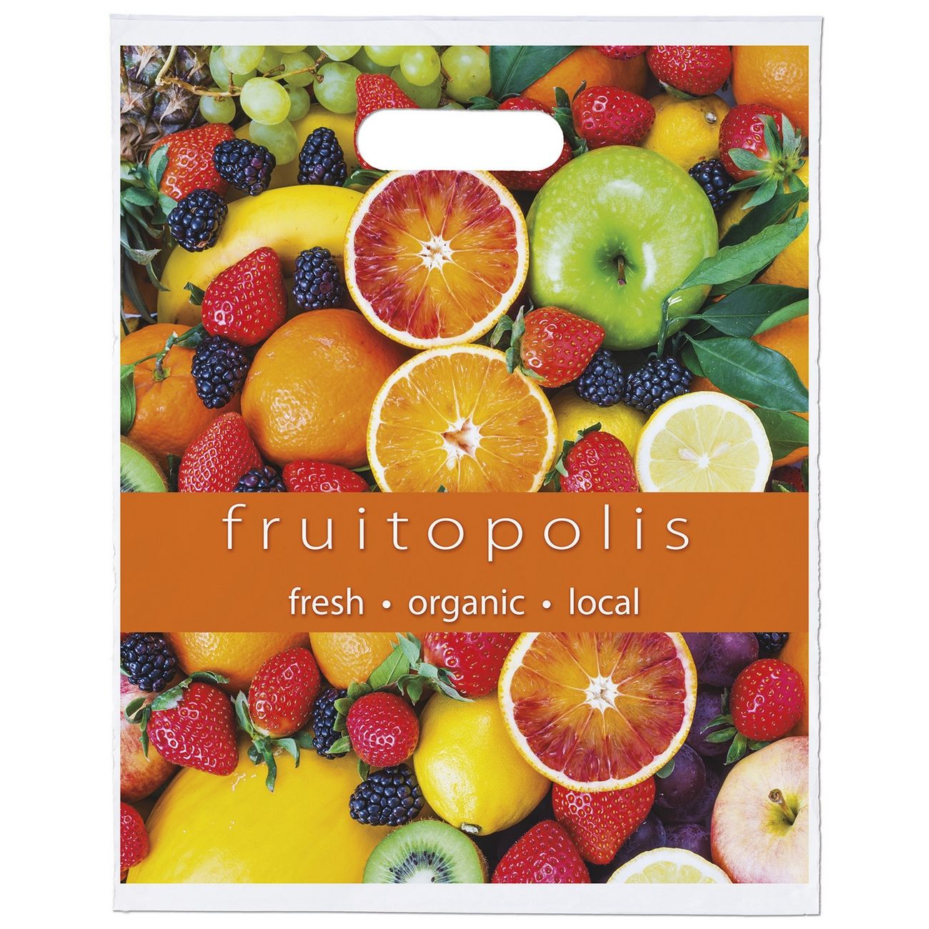 Full Color Digital Die-Cut Handle Custom Plastic Bag - 12"w x 15"h