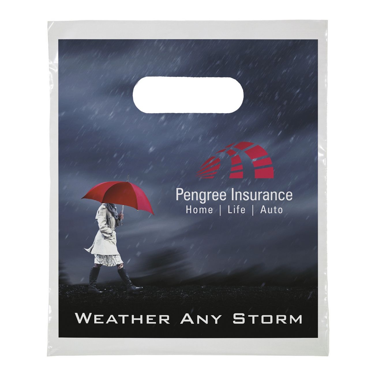 Full Color Digital Die-Cut Handle Custom Plastic Bag - 7.5"w x 9"h