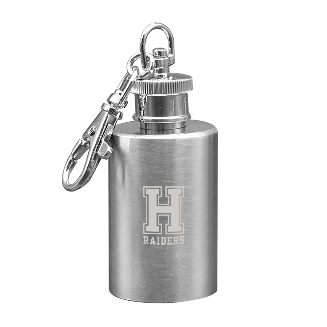 Custom Keyring Cylindrical Hip Flasks - 1 oz.