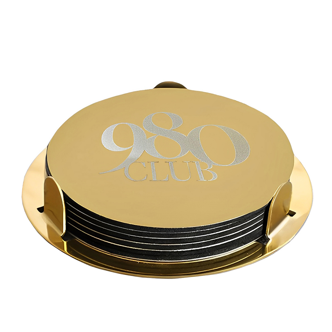 Custom 6 Piece Round Coaster Sets w/ Holder
