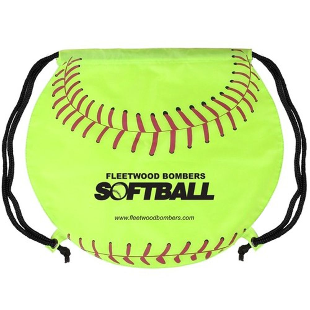 Custom Softball Imprinted Drawstring Backpack - 17"w x 14.5"h