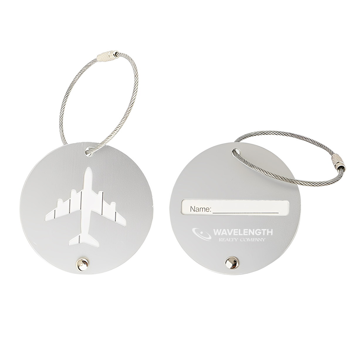 Custom Round Metal Airplane Luggage Tag
