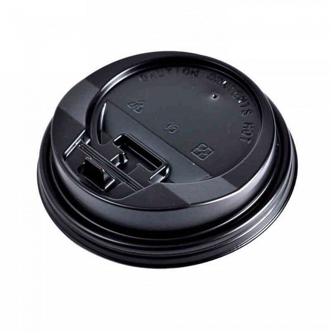 Black Plastic Reclosable Lid for 10~16oz Paper Hot Cups (90mm) - 1000 / Case