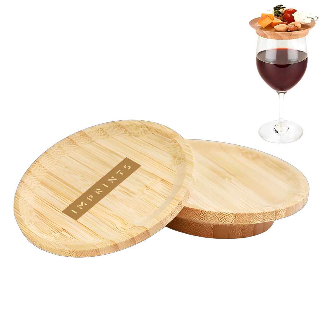 Custom Bamboo Wine Glass Appetizer Topper