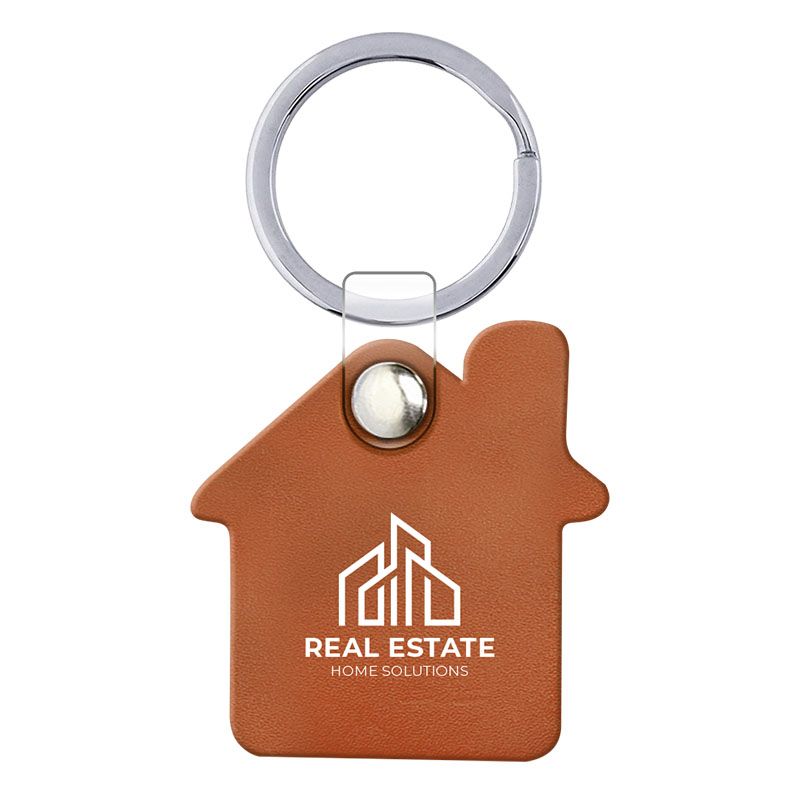 Custom House Shaped PU Leather Keychain