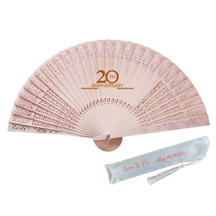 Custom Wooden Folding Fan w/ Printed Silk Bag