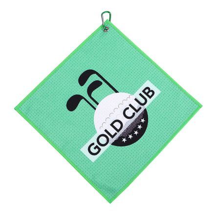 Full Color Custom Waffle Golf Towel w/ Carabiner - 12" x 12"