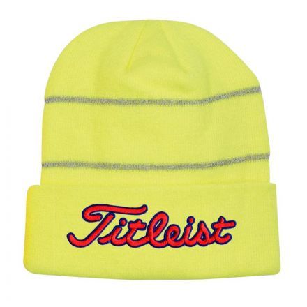 Embroidered Promotional Knit Beanie w/ Reflective Stripes