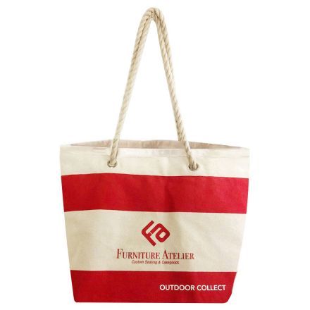 Custom Cotton Canvas Tote w/ Rope Handles - 18.75"w x 12.75"h x 6.75"d