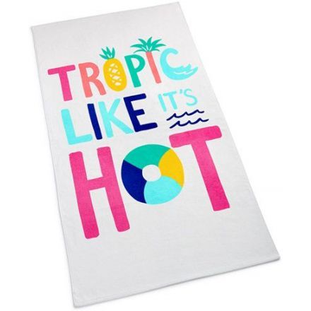 Custom White Cotton Beach Towel - 30'' x 60''