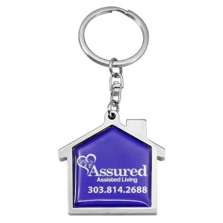 Full Color Custom Metal House Shape Key Ring
