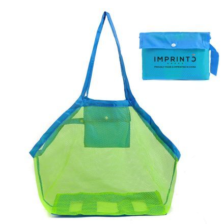 Custom Foldable Large Storage Mesh Beach Bag - 18"w x 18"h x 12"d