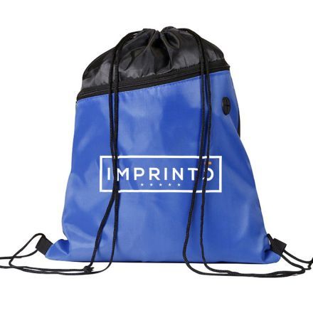 Custom Two-tone Zipper Drawstring Sports Pack - 13.5"w x 17.5"h