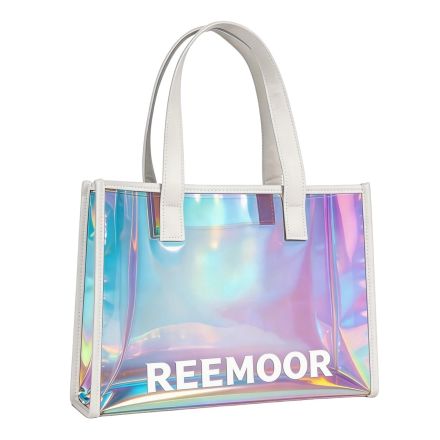Custom Hologram PVC Handbag w/ Snap Button - 15.7"w x 11.8"h x 4.7"d