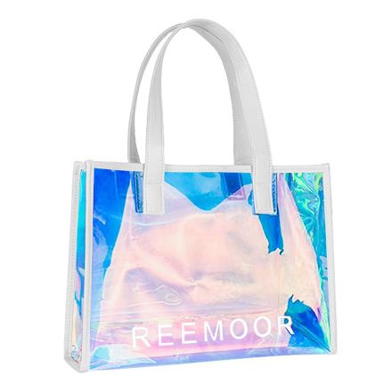 Custom Hologram PVC Handbag w/ Snap Button - 15.7"w x 11.8"h x 4.7"d