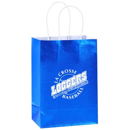 Custom Glitter Paper Gift Bag - 6"w x 8.3"h x 3"d