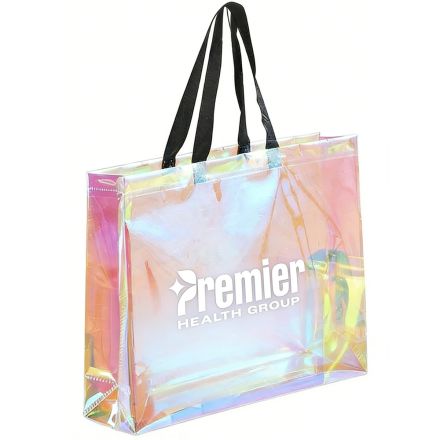 Custom Holographic Clear Tote Bag - 12.5"w x 10.5"h x 4.3"d