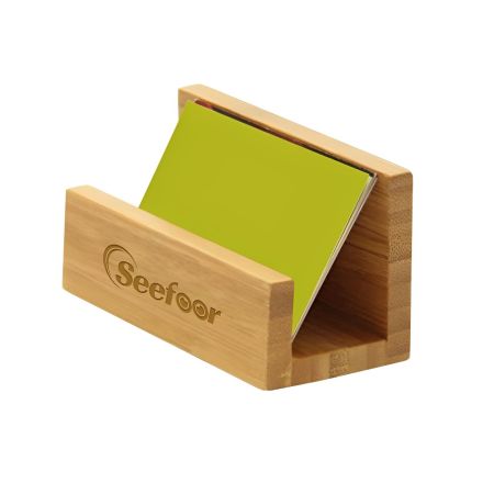 Custom Bamboo Business Card Holder w/ Phone Stand