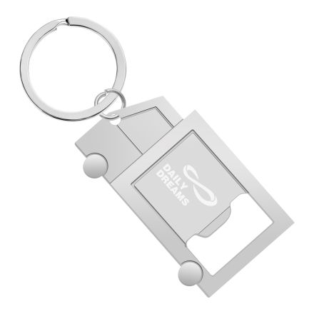 Custom Truck Shaped Zinc Alloy Keychain w/ Bottle Opener