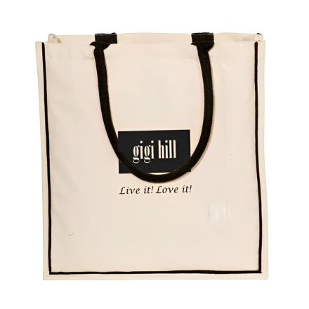 Custom Cotton Nantucket Shopping Tote Bag - 15"w x 15.75"h x 6"d