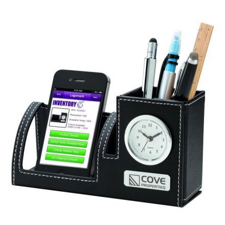 Custom Imprinted Clock, Phone Holder & Pen Cup
