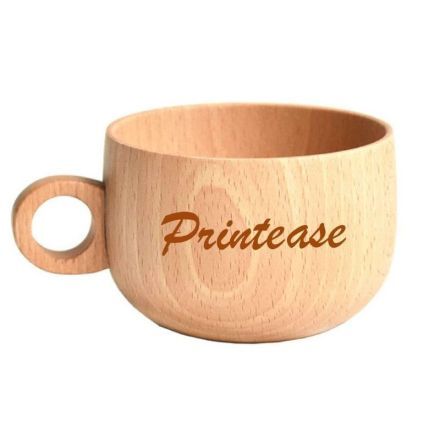 Custom Wooden Coffee Cup w/ Handle - 8.5 oz.