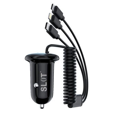 Custom 3-in-1 Car Cigarette Adapter w/ Charging Cables