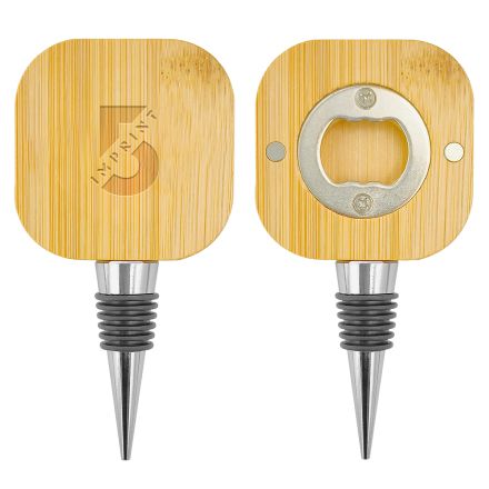 Custom Bamboo Wine Stopper w/ Bottle Opener