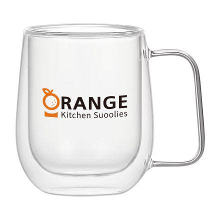 Custom Double Wall Glass Coffee Mugs - 8.5 oz.