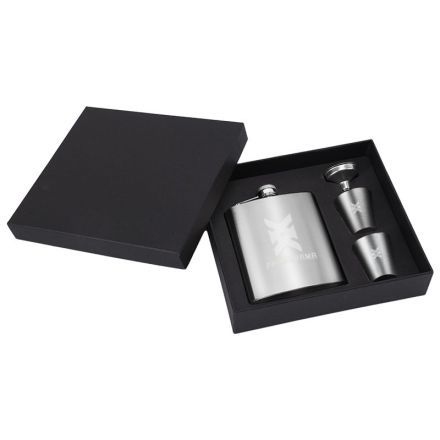 Custom Portable 6 oz. Stainless Steel Flask Set