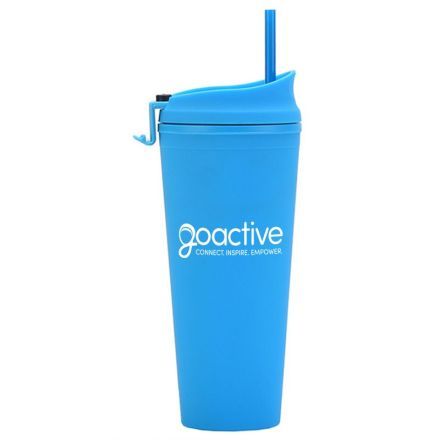 Custom Tapered Double Wall Tumbler w/ Straw - 24 oz.