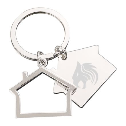 Custom Double House Shaped Metal Keychains