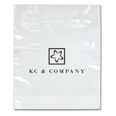 Custom Patch Handle Imprinted Plastic Bags - 13.5"w x 15"h x 4"d