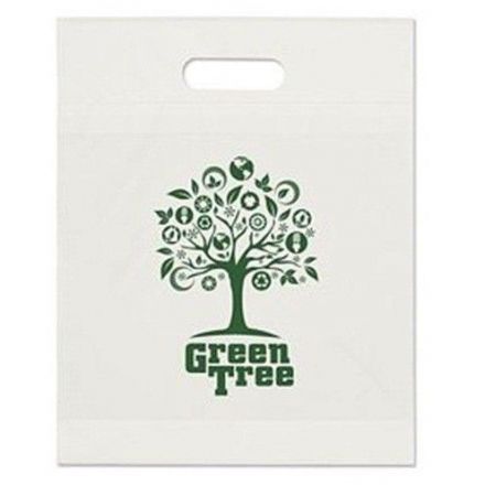 Custom Die Cut Handle Frosted Promotional Plastic Bag - 12"w x 15"h x 3"d