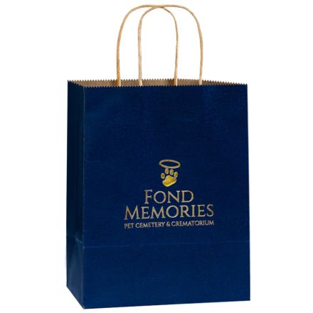 Custom Foil Stamped Paper Shopping Bag - 8"w x 10.25"h x 4.5"d