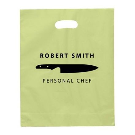 Custom Frosted Die Cut Handle Promotional Plastic Bag - 9.5"w x 14"h