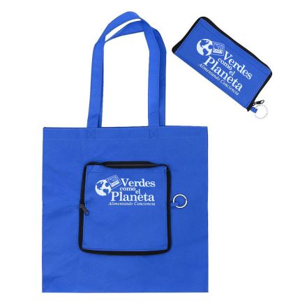 Custom Zip-Up Folding Tote Bags - 13.4"w x 14.5"h