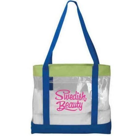 Custom Clear PVC Fashion Personalized Tote Bag - 16"w x 14"h x 4"d