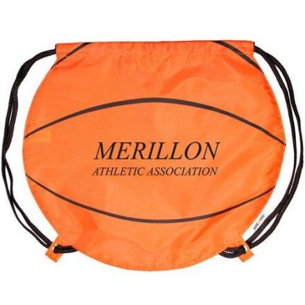 Custom Imprinted Basketball Drawstring Backpack - 17"w x 14.5"h