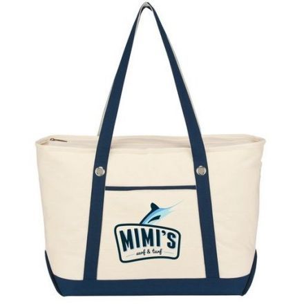 Custom Cotton Canvas Boat Style Logo Tote Bags - 23"w x 14"h x 7"d