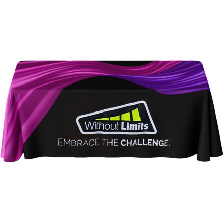 Full Color Custom 4-Sided Flat Table Cover - 6 ft.