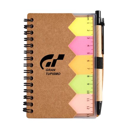 Custom Spiral Bound Ruler Notebooks w/ Flags & Pen
