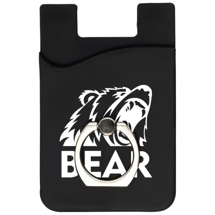 Custom Silicone Cell Phone Wallet w/ Ring Phone Stand