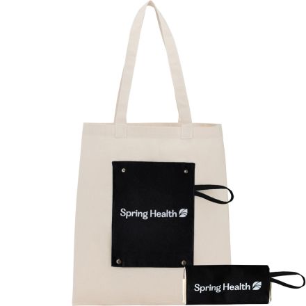 Cotton Canvas Packable Custom Tote Bag - 14.5"w x 18.5"h