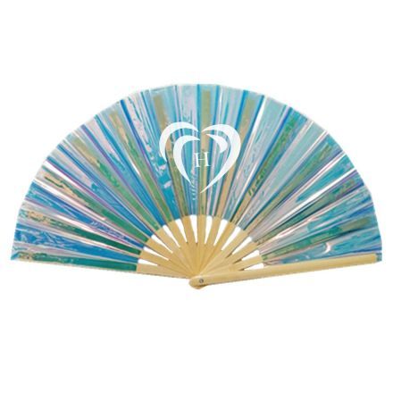 Custom Eco-friendly PVC Large Folding Bamboo Hand Fan - 13''L