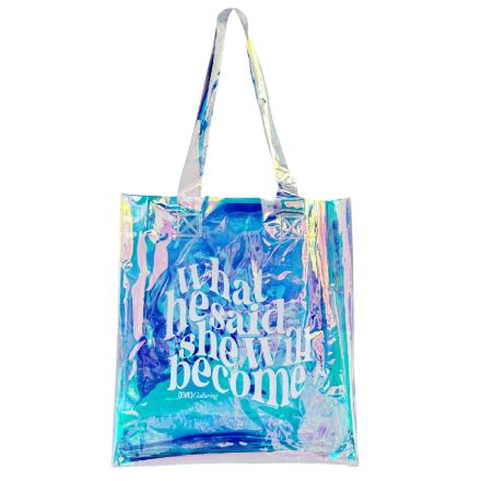 Custom Clear Holographic Tote Bag - 11.8"w x 13.5"h x 3"d