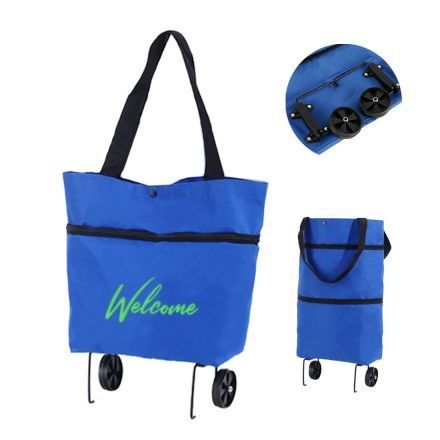 Custom 2-in-1 Folding Shopping Trolley Tote Bag - 10''w x 18''h x 5.51''d