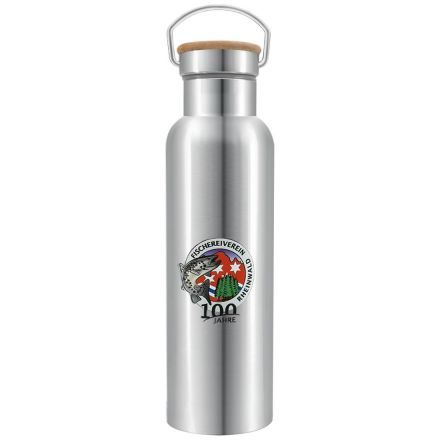 Custom Wood Top Stainless Steel Water Bottles - 20 oz.