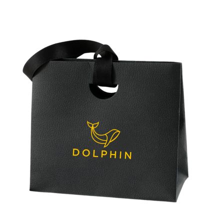 Custom Luxury Paper Gift Bag w/ Ribbon - 6.1''w x 5.7''h x 3''d